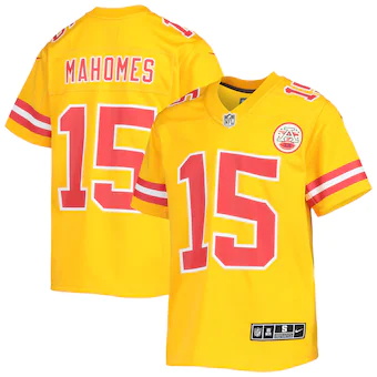 youth nike patrick mahomes gold kansas city chiefs inverted